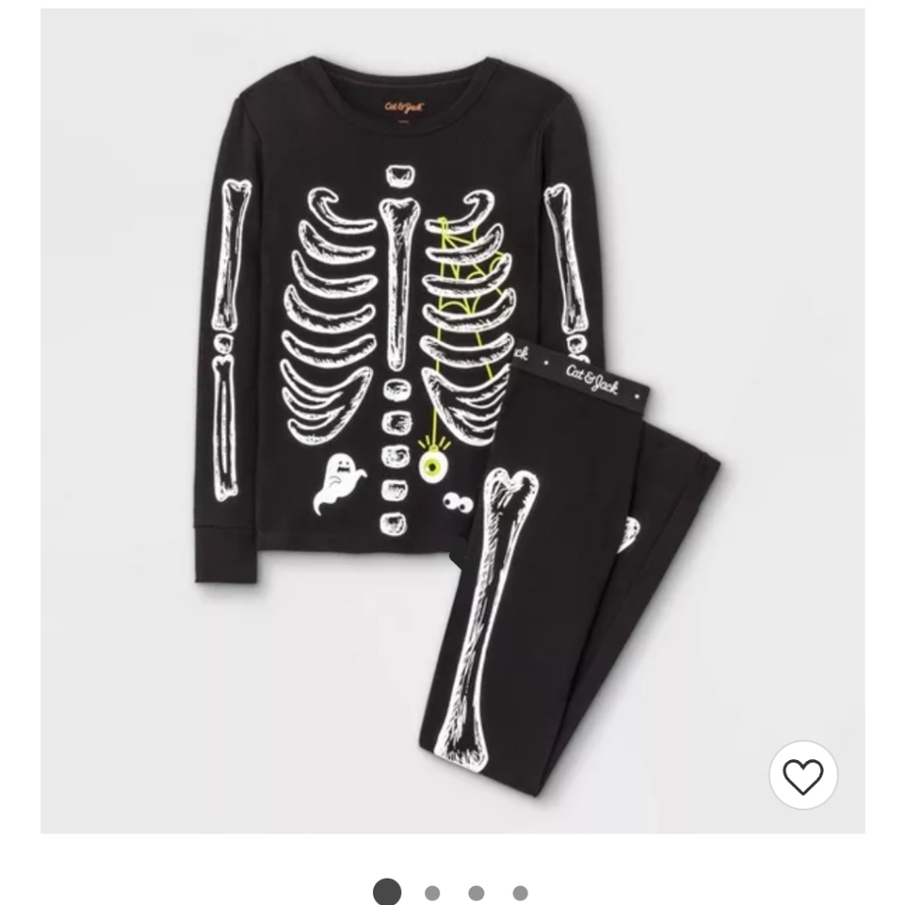 Cat & jack Halloween Bones (pjs size 8 ) glow in dark costume glove set Facemask